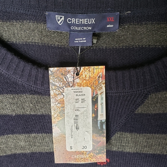 Daniel Cremieux Men's Sweater Merino Wool Blend Striped Blue & Gray Size XXL NWT - Picture 4 of 10